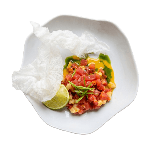 Тартар из тунца и гребешка